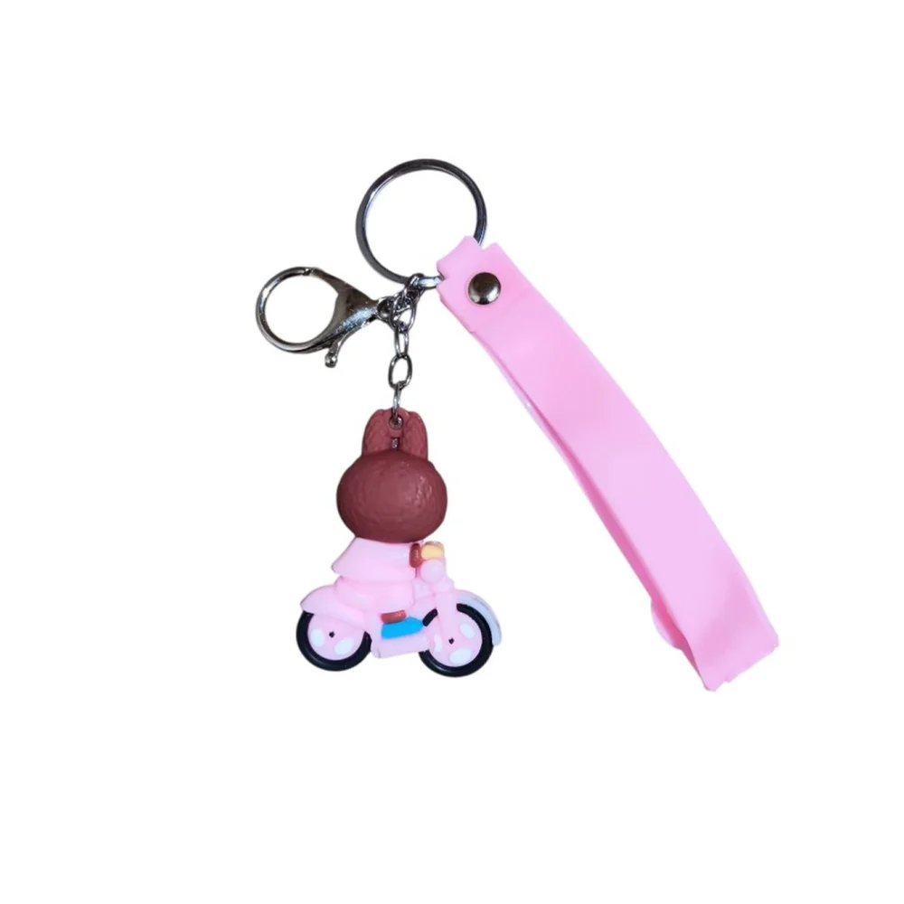 Labubu Inspired Motorcycle Keychain in Pink